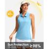 imageWomens Sleeveless Golf Shirt Zip Up Quick Dry Collared Tank Tops Racerback Tennis Athletic Polo Shirts for WomenLight Blue