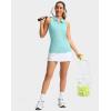 imageWomens Sleeveless Golf Shirt Zip Up Quick Dry Collared Tank Tops Racerback Tennis Athletic Polo Shirts for WomenLight Green