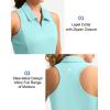 imageWomens Sleeveless Golf Shirt Zip Up Quick Dry Collared Tank Tops Racerback Tennis Athletic Polo Shirts for WomenLight Green