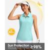 imageWomens Sleeveless Golf Shirt Zip Up Quick Dry Collared Tank Tops Racerback Tennis Athletic Polo Shirts for WomenLight Green
