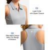 imageWomens Sleeveless Golf Shirt Zip Up Quick Dry Collared Tank Tops Racerback Tennis Athletic Polo Shirts for WomenLight Grey