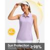 imageWomens Sleeveless Golf Shirt Zip Up Quick Dry Collared Tank Tops Racerback Tennis Athletic Polo Shirts for WomenLight Purple