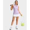 imageWomens Sleeveless Golf Shirt Zip Up Quick Dry Collared Tank Tops Racerback Tennis Athletic Polo Shirts for WomenLight Purple