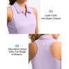 imageWomens Sleeveless Golf Shirt Zip Up Quick Dry Collared Tank Tops Racerback Tennis Athletic Polo Shirts for WomenLight Purple