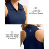 imageWomens Sleeveless Golf Shirt Zip Up Quick Dry Collared Tank Tops Racerback Tennis Athletic Polo Shirts for WomenNavy