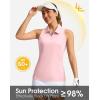 imageWomens Sleeveless Golf Shirt Zip Up Quick Dry Collared Tank Tops Racerback Tennis Athletic Polo Shirts for WomenPink