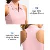 imageWomens Sleeveless Golf Shirt Zip Up Quick Dry Collared Tank Tops Racerback Tennis Athletic Polo Shirts for WomenPink