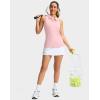 imageWomens Sleeveless Golf Shirt Zip Up Quick Dry Collared Tank Tops Racerback Tennis Athletic Polo Shirts for WomenPink