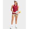 imageWomens Sleeveless Golf Shirt Zip Up Quick Dry Collared Tank Tops Racerback Tennis Athletic Polo Shirts for WomenRed