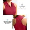imageWomens Sleeveless Golf Shirt Zip Up Quick Dry Collared Tank Tops Racerback Tennis Athletic Polo Shirts for WomenRed
