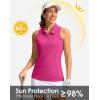 imageWomens Sleeveless Golf Shirt Zip Up Quick Dry Collared Tank Tops Racerback Tennis Athletic Polo Shirts for WomenRosy