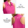 imageWomens Sleeveless Golf Shirt Zip Up Quick Dry Collared Tank Tops Racerback Tennis Athletic Polo Shirts for WomenRosy