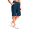 imageG Gradual Womens 12quot Bermuda Long Shorts with Pockets High Waisted Stretch Knee Length Shorts for Women Summer WalkingBorealis Green