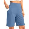 imageG Gradual Womens Bermuda Long Shorts with Pockets 9quot High Waisted Knee Length Shorts for Women Walking Athletic WorkoutLight Blue