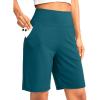 imageG Gradual Womens Bermuda Long Shorts with Pockets 9quot High Waisted Knee Length Shorts for Women Walking Athletic WorkoutPeacock Green