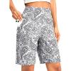 imageG Gradual Womens Bermuda Long Shorts with Pockets 9quot High Waisted Knee Length Shorts for Women Walking Athletic WorkoutWhite Paisley