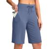 imageG Gradual Womens Bermuda Shorts with Pockets 11quot Knee Length Stretch Comfy Drawstring Long Shorts for Women Summer WalkingUniverse Blue