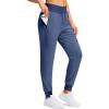 imageG Gradual Womens Sherpa Fleece Lined Pants with Zipper Pockets Winter Warm Joggers High Waisted Fleece SweatpantsDark Blue