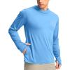 imageMens Sun Protection Shirts UPF 50 Long Sleeve Hoodie with 2 Pockets UV SPF Fishing Hiking Rash Guard ShirtsSky Blue