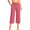 imageWomens Capri Pants with Pockets High Waist Yoga Pants Wide Leg Workout Crop Summer Pants for Casual Travel ExerciseBerry Rose