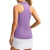 imageWomens Sleeveless Golf Shirt Zip Up Quick Dry Collared Tank Tops Racerback Tennis Athletic Polo Shirts for WomenPurple