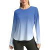 imageWomens Sun Shirts UPF 50 Long Sleeve UV Protection Shirt Lightweight Quick Dry Workout Hiking Tops for WomenBlueWhite Gradient
