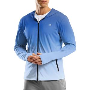 imageG Gradual Mens UPF 50 Sun Protection Hoodie Jacket Lightweight Full Zip Hoodies Long Sleeve Shirts for Men Hiking FishingBlueWhite Gradient