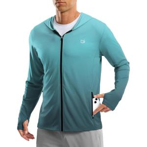 imageG Gradual Mens UPF 50 Sun Protection Hoodie Jacket Lightweight Full Zip Hoodies Long Sleeve Shirts for Men Hiking FishingGreenGrey Gradient