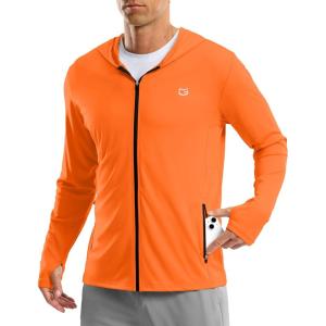 imageG Gradual Mens UPF 50 Sun Protection Hoodie Jacket Lightweight Full Zip Hoodies Long Sleeve Shirts for Men Hiking FishingOrange