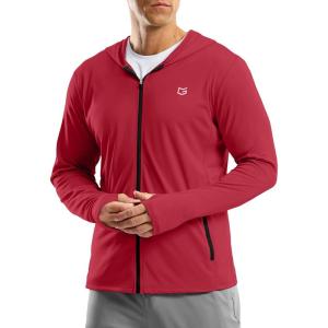 imageG Gradual Mens UPF 50 Sun Protection Hoodie Jacket Lightweight Full Zip Hoodies Long Sleeve Shirts for Men Hiking FishingRed