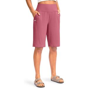imageG Gradual Womens 12quot Bermuda Long Shorts with Pockets High Waisted Stretch Knee Length Shorts for Women Summer WalkingBriar Rose
