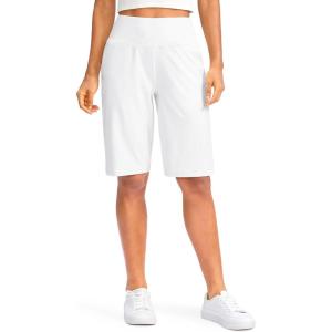 imageG Gradual Womens 12quot Bermuda Long Shorts with Pockets High Waisted Stretch Knee Length Shorts for Women Summer WalkingCwhite