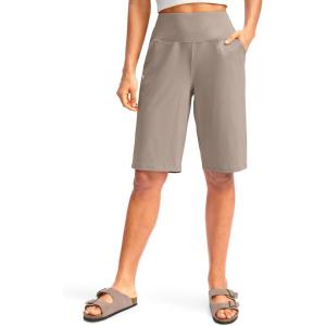 imageG Gradual Womens 12quot Bermuda Long Shorts with Pockets High Waisted Stretch Knee Length Shorts for Women Summer WalkingDark Khaki