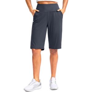 imageG Gradual Womens 12quot Bermuda Long Shorts with Pockets High Waisted Stretch Knee Length Shorts for Women Summer WalkingDusty Blue