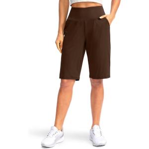 imageG Gradual Womens 12quot Bermuda Long Shorts with Pockets High Waisted Stretch Knee Length Shorts for Women Summer WalkingEspresso