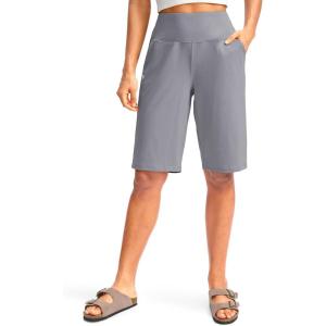 imageG Gradual Womens 12quot Bermuda Long Shorts with Pockets High Waisted Stretch Knee Length Shorts for Women Summer WalkingLight Grey