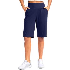 imageG Gradual Womens 12quot Bermuda Long Shorts with Pockets High Waisted Stretch Knee Length Shorts for Women Summer WalkingNavy
