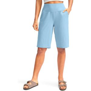 imageG Gradual Womens 12quot Bermuda Long Shorts with Pockets High Waisted Stretch Knee Length Shorts for Women Summer WalkingPure Blue