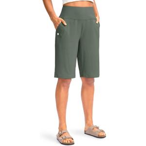 imageG Gradual Womens 12quot Bermuda Long Shorts with Pockets High Waisted Stretch Knee Length Shorts for Women Summer WalkingSage