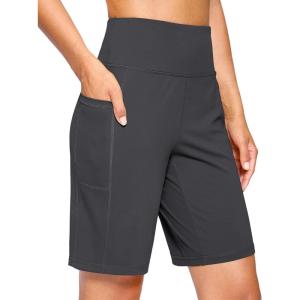 imageG Gradual Womens 9quot Bermuda Long Shorts with Pockets High Waisted Athletic Knee Length Shorts for Women Walking WorkoutDark Grey
