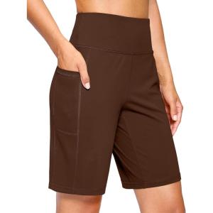 imageG Gradual Womens 9quot Bermuda Long Shorts with Pockets High Waisted Athletic Knee Length Shorts for Women Walking WorkoutEspresso