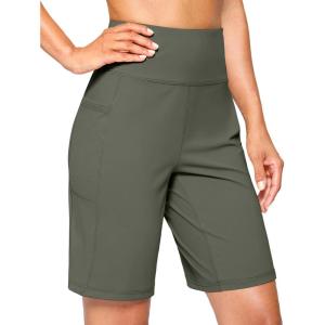 imageG Gradual Womens 9quot Bermuda Long Shorts with Pockets High Waisted Athletic Knee Length Shorts for Women Walking WorkoutGrey Sage