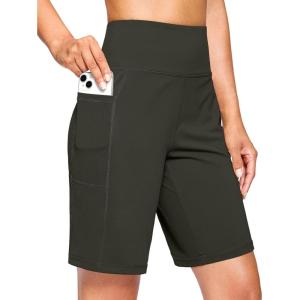 imageG Gradual Womens 9quot Bermuda Long Shorts with Pockets High Waisted Athletic Knee Length Shorts for Women Walking WorkoutOlive
