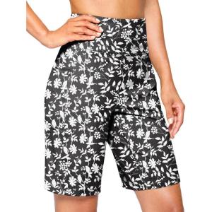 imageG Gradual Womens 9quot Bermuda Long Shorts with Pockets High Waisted Athletic Knee Length Shorts for Women Walking WorkoutWhite Flower