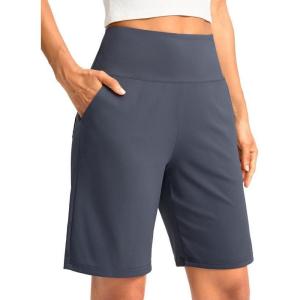 imageG Gradual Womens Bermuda Long Shorts with Pockets 9quot High Waisted Knee Length Shorts for Women Walking Athletic WorkoutDusty Blue