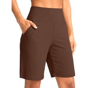 imageG Gradual Womens Bermuda Long Shorts with Pockets 9quot High Waisted Knee Length Shorts for Women Walking Athletic WorkoutEspresso