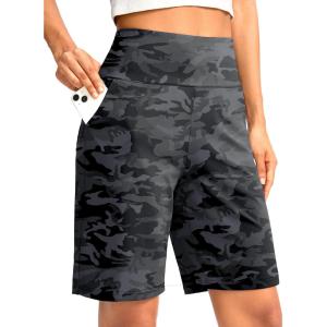 imageG Gradual Womens Bermuda Long Shorts with Pockets 9quot High Waisted Knee Length Shorts for Women Walking Athletic WorkoutGrey Camo