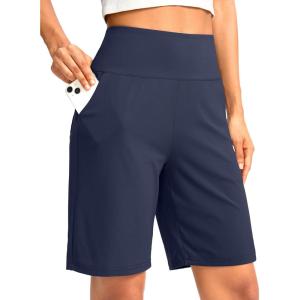 imageG Gradual Womens Bermuda Long Shorts with Pockets 9quot High Waisted Knee Length Shorts for Women Walking Athletic WorkoutNavy