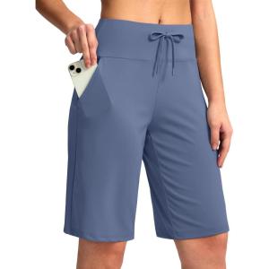 imageG Gradual Womens Bermuda Shorts with Pockets 11quot Knee Length Stretch Comfy Drawstring Long Shorts for Women Summer WalkingUniverse Blue