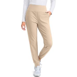 imageG Gradual Womens Fleece Lined Joggers High Waisted Water Resistant Thermal Hiking Pants Cold Weather Sweatpants with PocketsKhaki